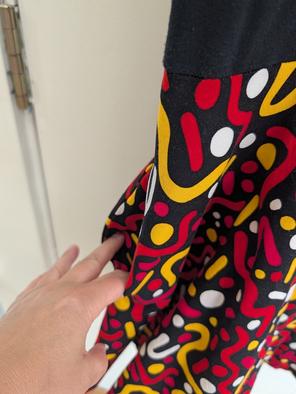 Nooworks Black Fit And Flare Dress, Red, Yellow & White Abstract Print - Picture 5 of 6